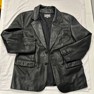 Wilson Leather Black Leather Blazer Jacket Size XL